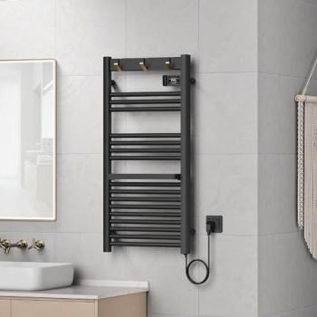 Radiador Toallero Eléctrico Mural Uvdal 500W con 16 Tubos de Aluminio - 105x50cm - Negro