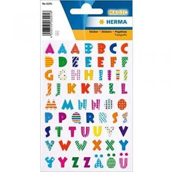 Pegatinas Autoadhesivas HERMA 6291 Letras Mágicas en Diseño de Piedra, Multicolor (62 unidades)