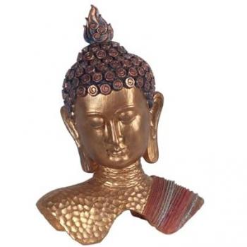 Cabeza de Buda Decorativa Oriental Signes Grimalt 13x24x32cm Dorada