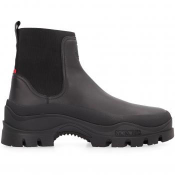 Moncler Men's Larue Leather Chelsea Boots in Black | Size 40 | 4F00020M3592 Color 999