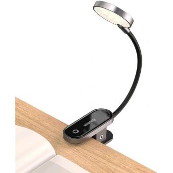 Baseus Comfort Reading Mini Clip LED Lamp - Dark Gray, 3W, Rechargeable with Adjustable Light Levels