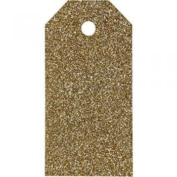 Etiquetas de regalo con purpurina dorada 5x10 cm - 15 piezas