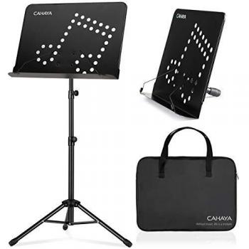 CAHAYA 2-EN-1 Atril Partituras & Atril de Escritorio para Libros [Nueva Versión] Soporte para Partituras Plegable 80-145cm con Bolsa de Transporte