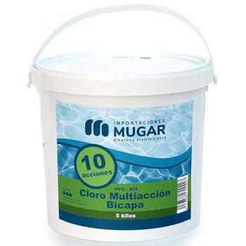 Cloro Bicapa Mugar 5 Kg - Multiacción para Limpieza Profunda y Mantenimiento de Piscinas