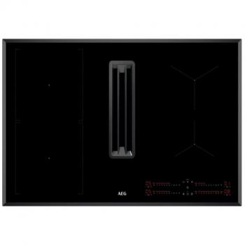 AEG CCE84543FB Placa de Inducción con Extractor Integrado, 80 cm, 4 Zonas, Negro, Clase A+