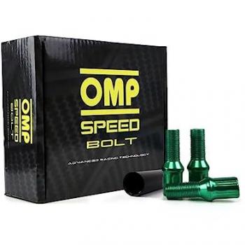OMP Set de 20 Tornillos de Rueda M12 x 1.25, Largo Roscado de 27 mm, Color Verde, Material DIN 10.9