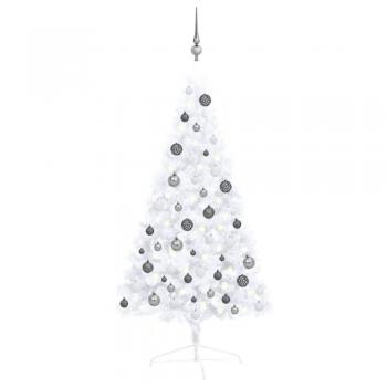 vidaXL Artificial Half Pre-lit Christmas Tree with Ball Set White 120 cm