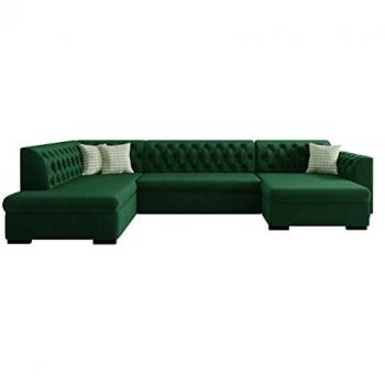 Sofá rinconero Comfivo 269 con función de descanso y caja de ropa de cama, dimensiones 345x205x82cm, tapizado en Magic Velvet