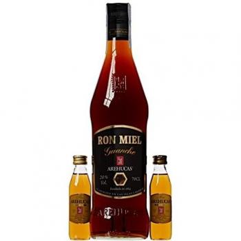Guanche Arehucas - Ron Miel 70 cl 20º y 2 Ron Arehucas Carta Oro de 5 cl