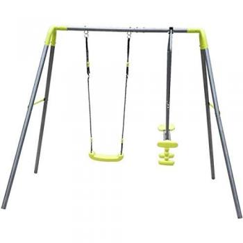 Columpio Doble 245x136x180 cm - Set de Columpio con 1 Asiento y 1 Cara a Cara - Verde/Gris - Maxxtoys