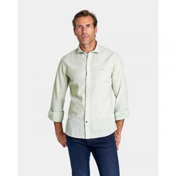 CAMISA DE HOMBRE SLIM CUELLO CUTAWAY RAYAS VERDE CLARO