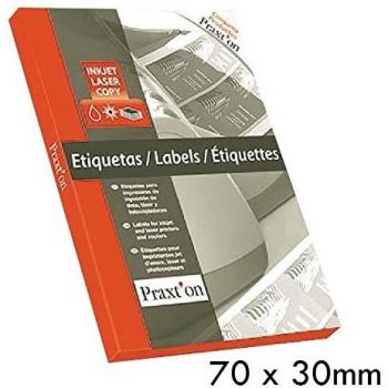 Etiquetas Impresora PRAXTON 70 x 30 mm. 2700u, Caja x100 Hojas