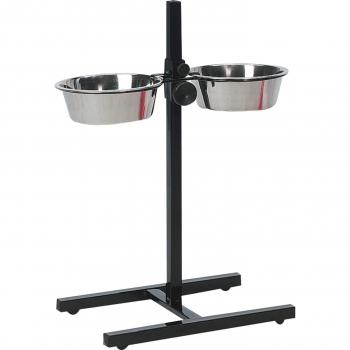 Soporte en H para comederos de perro con 2 cuencos de 27 cm y capacidad de 4 litros