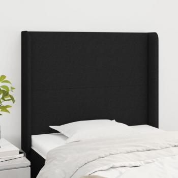 Cabecero con orejas de tela negro 93x16x118/128 cm vidaXL