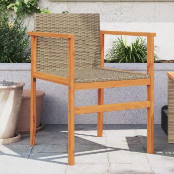 vidaXL Garden Chairs 2 pcs Beige Poly Rattan & Solid Wood