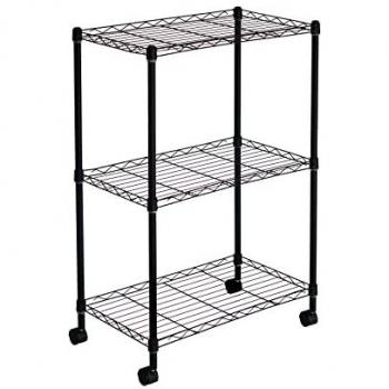 Estantería Metálica Catter House Klaus 80 - 56x35x80 cm Negro con Ruedas y 3 Baldas, Soporta hasta 105 kg