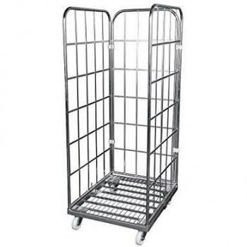 Contenedor rodante de acero de 3 lados, altura total 1830 mm, peso 33,3 kg - Kaiserkraft