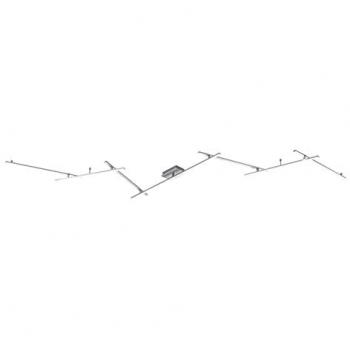 Lámpara de techo Indira con 7 varillas orientables, retroiluminada, acero satinado, 345 cm de largo, LED moderno, metal níquel mate, acrílico blanco, incluye LED de 20 W +