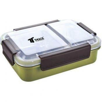 Thulos Fiambrera de 750ml, con Bandeja Interior de Acero Inoxidable de 2 Compartimentos TH-LB75
