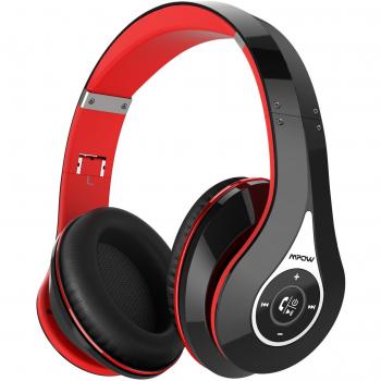 Mpow 059 Cascos Bluetooth Inalambricos,Over Ear Auriculares Diadema Bluetooth Plegable con Micrófono y Orejeras Blandas,Manos Libres y Hi-Fi Sonido Estéreo 20 Horas para TV PC Tablet, Móvil, Rojo