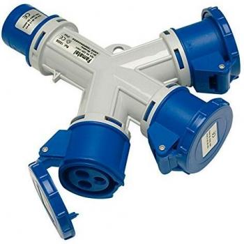 Famatel 15010 Adaptador Industrial 3 Tomas IP44 | 3P+N+T | 32A | 380-415V, Normal
