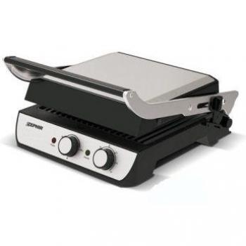 Parrilla de contacto Zephir ZHC657 con apertura 180°, placas antiadherentes removibles, temporizador de 30 minutos y potencia de 2000W