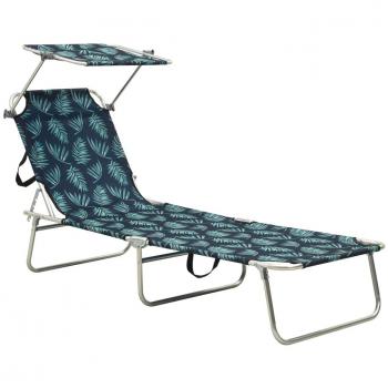 Tumbona plegable con toldo de acero estampado de hojas