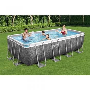 Piscina Desmontable Tubular Bestway Power Steel Ratán 488x244x122 cm con Depuradora Cartucho 3.028 L/H y Escalera