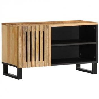 Mueble de TV madera maciza de mango rugosa 80x34x46 cm marrón, soporte de TV, aparador de TV, mueble HiFi, banco de TV, armario de TV