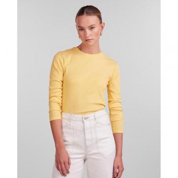Camiseta de mujer de manga larga y cuello redondo con tejido canalé Pieces