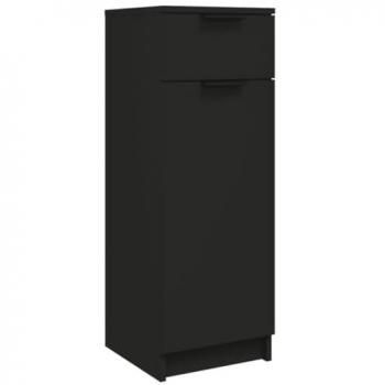 Armario de baño madera contrachapada negro 32x34x90 cm