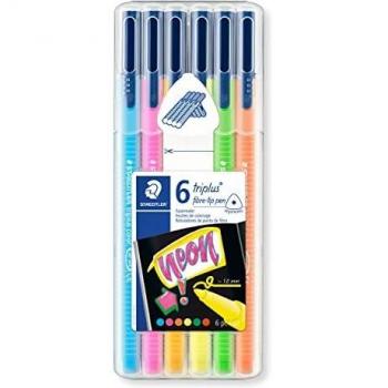STAEDTLER SB6CS1 - Estuche 6 Rotuladores Triplus Color 323 Box colores neón, Multicolor