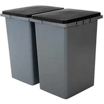 Iris Ohyama RP-4 Papelera Doble para clasificación selectiva, Gris/Negro, 2 x 30L