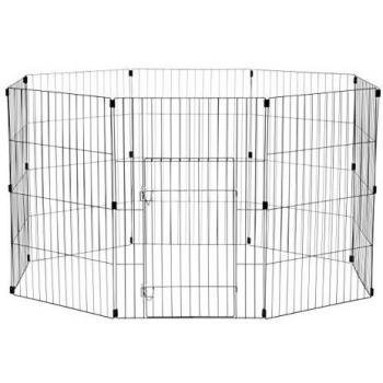 Iris Ohyama, parque para perros / jaula exterior / recinto / perrera - Wire Pet Circle - 36 pulgadas, epoxi, negro, 1.5m ², 60 x 91 cm