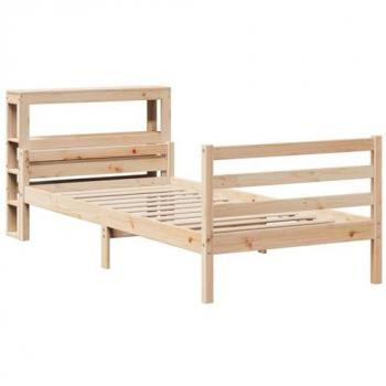 Estructura de Cama con Cabecero de Madera Maciza de Pino 75 x 190 cm
