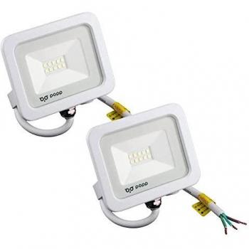 POPP® PACK x2 Foco Proyector LED 10W para uso Exterior Iluminación Decoración 6000K luz fria Impermeable IP65 Blanco Transparente y Resistente al agua.