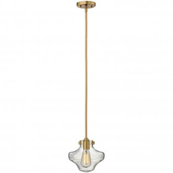 Lámpara colgante del Congreso, color caramelo cepillado, 1 bombilla, 22 cm, Elstead - Congress - Lámpara colgante de techo de vidrio transparente caramelo cepillado, E27