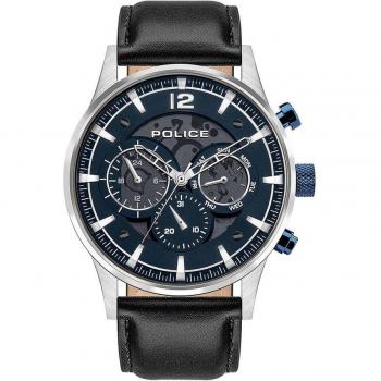 Reloj Hombre Police PEWJF2002801 Negro - Reloj de pulsera, diseño moderno, caja de acero inoxidable, correa de silicona negra, resistencia al agua hasta 50 metros, esfera analógica con detalles en color