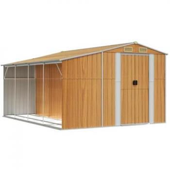vidaXL Garden Shed Light Brown 277x365.5x179 cm Galvanised Steel