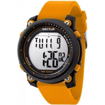 Reloj Digital de Cuarzo Sector No Limits EX-38 para Hombre, 45mm, 10ATM, Correa de Plástico Naranja