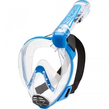 Cressi Duke Dry Full Face Mask Mascara de Buceo Snorkel Seca Cara Completa, Unisex Adulto, Transparent/Azul, S/M