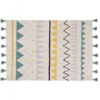 Lorena Canals Natural Azteca Alfombra Lavable de algodón 120 x 160 x 30 cm Azul Vintage