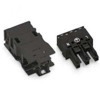 WAGO 770-203/035-000 3-Pole Socket with Strain Relief, Black (Pack of 25)