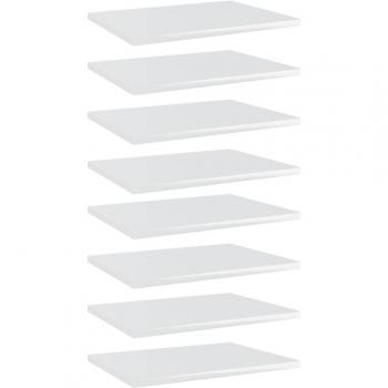 High Gloss White Engineered Wood Bookshelf Boards - 8 Pack (15.7x11.8x0.6)