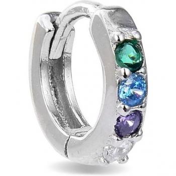 Pendiente individual Luxenter Ansung de plata de ley 925 con baño de rodio y circonita multicolor
