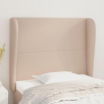 Cabecero con orejas de cuero sintético capuchino 83x23x118/128 cm Vidaxl Marrón
