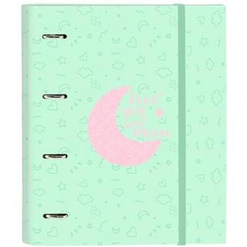 Carpeta 4 Anillas 35mm con Recambio BlackFit8 Moon, 27x32x3.5 cm, Color Verde, Ideal para Niños