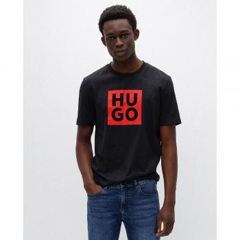 HUGO Daltor 50473891 Camiseta de Manga Corta para Hombre con Logo Estampado, Color Negro