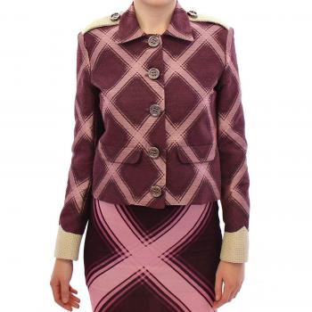 House of Holland Check Trench Coat Blazer Purple Jacket - S