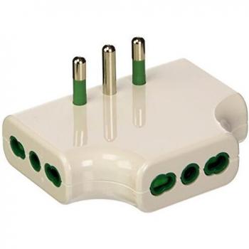 Adaptador Triple Piatto 16A con 3 Tomas Bipaso, Carga Máxima 1500W, Color Blanco, Fanton 82220